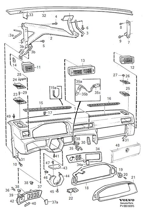 Volvo 940 SE Bracket. Dashboard. Section. Without airbag